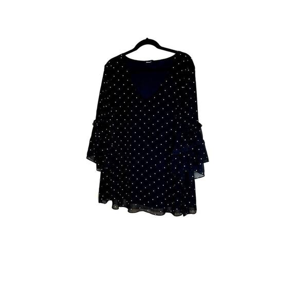 Torrid size 3 blouse black white polk-a-dot boho sexy lined cocktail parties - Picture 1 of 8